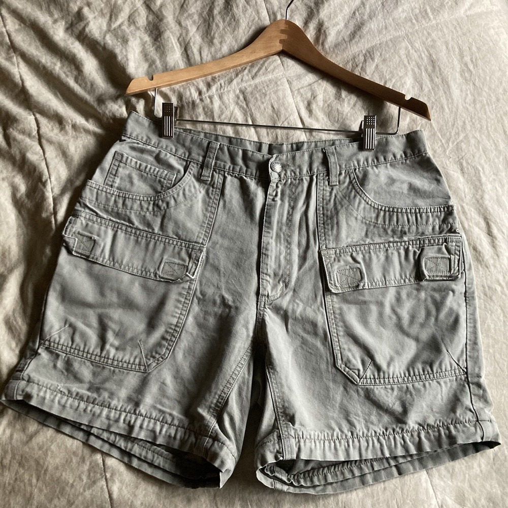 Vintage REI Cargo Shorts Men's 32 Heavy Khaki Hiking *Zip-Off Missing Pants*